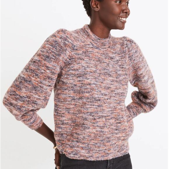 Madewell Space-Dyed Eaton Puff-Sleeve Cropped Pullover Sweater, size XS - Picture 1 of 7